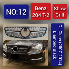 Diamond Black Show Grill Compatible With Mercedes Benz C-CLASS 204 T-2 (2007-2014) Tag 12