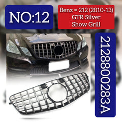 GTR Silver Show Grille 2128800283A Compatible With Mercedes Benz E-CLASS W212 T-2 Grill Tag 12