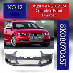 Complete Front Bumper 8K0807065F 8K0807065FGRU Compatible With AUDI A4 B8 (8K2) | A4 / S4 (2012-2015) Tag No.12
