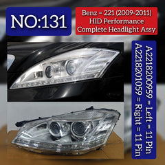 Complete Headlight Assembly (HID Performance) Left A2218200959 & Right A2218201059 A221820095964 Compatible With Mercedes Benz S-Class (W221) (2009-2011) Tag No.131