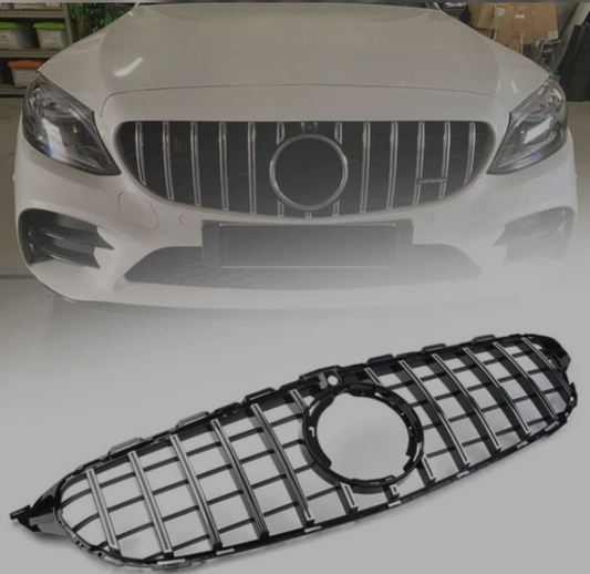 Show Grill Compatible With Mercedes Benz C-Class W205 Silver Chrome With Camera (2019-2022) Tag 62