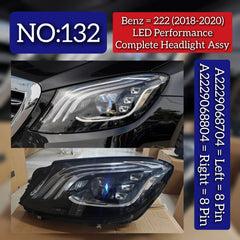 Complete Headlight Assembly (LED Performance) Left A2229068704 & Right A2229068804 A222906870464 A2229065904 Compatible With Mercedes Benz S-Class (W222) (2018-2020) Tag No.132