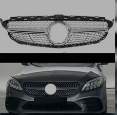 Diamond Silver Chrome Show Grill Compatible With Mercedes Benz C-Class W205 (2019-2022) Tag 133