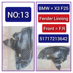 Front Right Fender Liner 51717213642 Compatible With BMW X3 F25 (2010-2017) Tag-FE-13