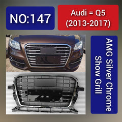 Show Grill Compatible With Audi Q5 (2013-17) AMG Silver Chrome