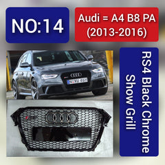 Show Grill Compatible With Audi A4 B8 Facelift (2013-16) RS4 Black Chrome Tag 14