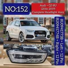 Headlight Headlamp Left 8U0941773B & Right 8U0941774B (With Blaster) Compatible With AUDI Q3 2016 - 2019 Tag No.152