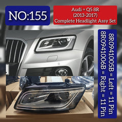 Complete Headlight Assy Set Right 8R0941006B & Left 8R0941005B Both Side (11 Pin) Compatible With AUDI Q5 8R (2013-2017) Tag No.155