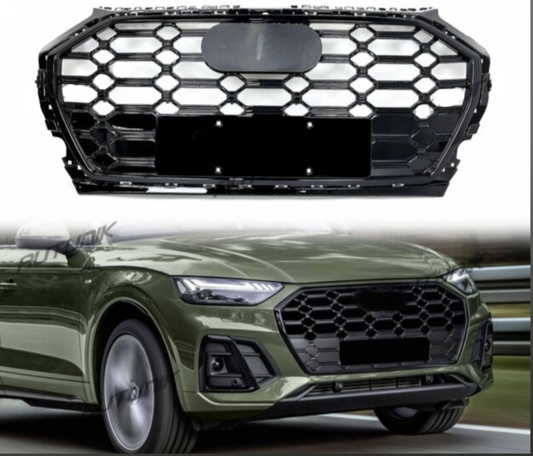 Show Grill Audi Compatible With Q5(2020-23) RSQ5 Black Chrome