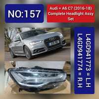 Headlight Headlamp Left 4GD941773 & Right 4GD941774 (Without Blaster) Compatible With AUDI A6 4G (2016-2018) Tag No.157