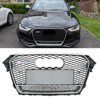 RS4 Quattro Silver Honeycomb Show Grill Compatible With Audi A4 B8 Facelift (2013-16) Tag No.15