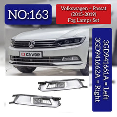 Fog Lamp With Left 3GD941661A & Right 3GD941662A 3G0941661G 3G0941661K Compatible With Volkswagen PASSAT B7 (2015-2019) Tag No. 163