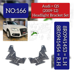 Headlight Mounting Panel Bracket Left 8R0941453 & Right 8R0941454 Compatible With AUDI Q5 (8RB) 2009-2012 Tag No.166