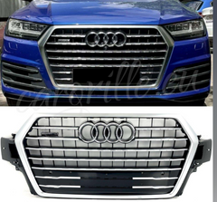 Show Grill Compatible With Audi Q7(2016-19) AMG Silver Chrome