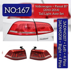 Tail Light Left 3AD945207 3AD945207A 3AD945207D 3AE945207B & Right 3AD945208 3AD945208A 3AD945208D 3AE945208B (4 Pin) Compatible With VW PASSAT B7 (2010-2014) No.167