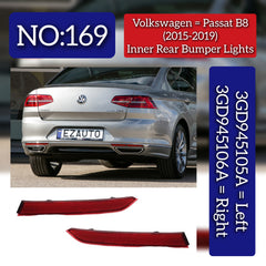 Inner Rear Bumper Reflector Left Rear Bumper Reflector Left 3GD945105A & Right 3GD945106A Compatible With VW PASSAT B8 (2015-2019) Tag No.169
