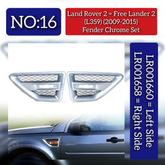 Fender Chrome Set Right LR001658 & Left LR001660 Compatible With Land Rover 2/ Free Lander 2 - L359 (2009-2015) Tag No.16