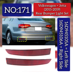 Rear Bumper Reflector Left 16D945105 & Right 16D945106 Compatible With VW JETTA IV (162,163) Tag No.171