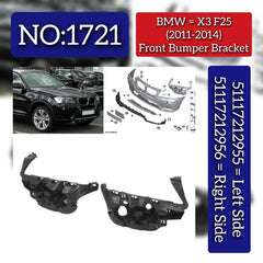 Front Bumper Bracket Left 51117212955 & Right 51117212956 Compatible With BMW X3 (F25) (2011-2014) Tag No.1721