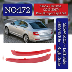 Rear Bumper Light Set Left 5E5945105 & Right 5E5945106 Compatible With SKODA OCTAVIA III (5E3, NL3, NR3) (2013-2017) Tag No.172