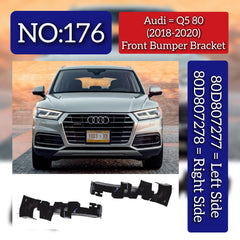 Front Bumper Brackets Left 80D807277 & Right 80D807278 Compatible With Audi Q5 (2018-2020) Tag No.176