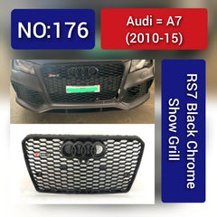 Show Grill   Compatible With Audi A7 (2010-15) RS7 Black Chrome  No.176