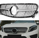 Diamond Silver Chrome Show Grill Compatible With Mercedes Benz GLA-Class W156 (2014-2016) Tag 124