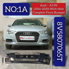 Front Complete Bumper With Hole 8V5807065T 8V5807065S Compatible With Audi A3 Convertible (8V7, 8VE) & A3 Limousine (8VS, 8VM) - (2016-2020) Tag No.1A