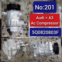 AC Compressor 5Q0820803F 1K0820803E 5K0820803J Compatible with AUDI A3 Convertible (8V7, 8VE) | A3 / S3 & Q3 (8UB, 8UG) & Q7 (4LB) & TT (8J3) & SKODA SUPERB III (3V3) & VW JETTA III (1K2) | BORA | VENTO