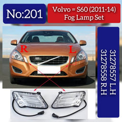 Fog Lamp Left 31278557 31278557A & Right 31278558 31278558A Compatible With Volvo S60 (2011-2014) Tag No.201