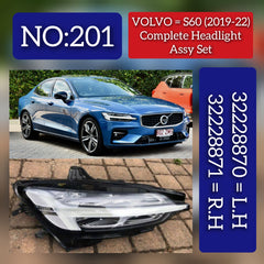 Headlight Headlamp Left 32228870 & Right 32228871 (Without Blaster) Compatible With VOLVO S60 (2019-2021)