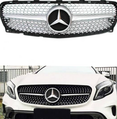 LCI Diamond Silver Chrome Show Grill Compatible With Mercedes Benz GLA-Class W156 (2016-2020) Tag 129