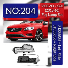 Fog Lamp Fog Light Right 31335635F Left 31335636F Compatible With Volvo S60 (2013-2018)