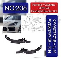 Headlight Bracket Left 9Y0807571B & Right 9Y0807572B Compatible With PORSCHE CAYENNE 92A 2020 Tag No.206