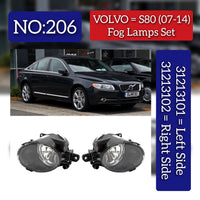 Fog Lamp Light Set Left 31213101 Right 31213102 Compatible With VOLVO S80 (2007-2014) (124) Tag No:206