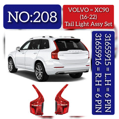 Tail Light Assy Right 31655916 32228827 Left 31655915 32228826 Compatible With VOLVO XC90 I (275) Tag No.208
