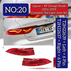 Complete Tail Light Assy Left T2H22639 & Right T2H22637 Compatible With Jaguar XF Orange Shade (2016-2019) Tag No.20