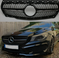 Diamond Black Chrome Show Grill Compatible With Mercedes Benz CLA C117 (2013-2019) Tag 214