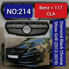 Diamond Black Chrome Show Grill Compatible With Mercedes Benz CLA C117 (2013-2019) Tag 214