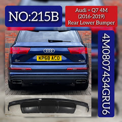 Rear Lower Bumper 4M0807434GRU6 Compatible With Audi Q7 4M (2016-2019) Tag No.215B