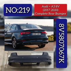 Rear Upper Bumper 8V5807067K Compatible With AUDI A3 Convertible (8V7, 8VE) | A3 / S3, A3 Limousine (8VS, 8VM) | A3 / S3 (2017-2020) Tag No.219