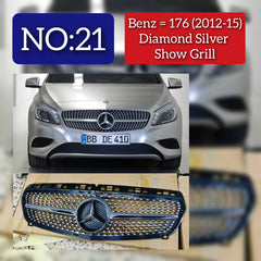 Diamond Silver Show Grill Compatible With Mercedes Benz A-Class W176 (2012-16) Tag 21