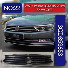 Front Bumper Show Grill 3GD853653 Compatible With Volkswagen PASSAT B8 (362) Tag No.22