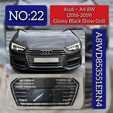 Glossy Black Show Grill A8WD853551ERN4 Compatible With Audi A4 8W (2016-2019) Tag No.22