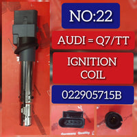 Ignition Coil 022905715B 022905100E 022905100H Compatible With AUDI Q7 (4LB) & TT (8J3) & PORSCHE CAYENNE (92A) & SKODA SUPERB II (3T4) & VW PHAETON (3D1, 3D2, 3D3, 3D4, 3D6, 3D7, 3D8, 3D9)