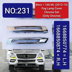 Fog Lamp Cover Right 1668842222 & Left 1668842122 & Fog Lamp Chrome Left 1668850774 A1668842122 & Right 1668850874 Compatible With MERCEDES-BENZ ML W166 2012-2015 Tag-FC-222