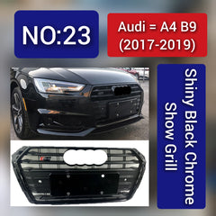 Show Grill Compatible With Audi A4 B9(2017-19) Shiny Black Chrome Tag 23