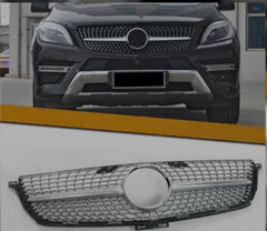 Diamond Silver Chrome Show Grill  Compatible With Mercedes  Benz ML-Class W166 (2012-2016) Tag 187