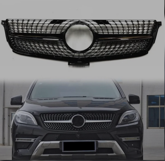Diamond Black Chrome Show Grill Compatible With Mercedes Benz ML-Class W166 (2012-2016) Tag 188