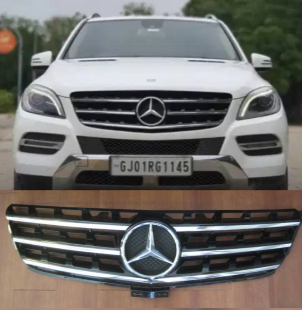 AMG Silver Chrome Show Grill Compatible With Mercedes Benz ML-Class W166 (2012-2016) Tag 184